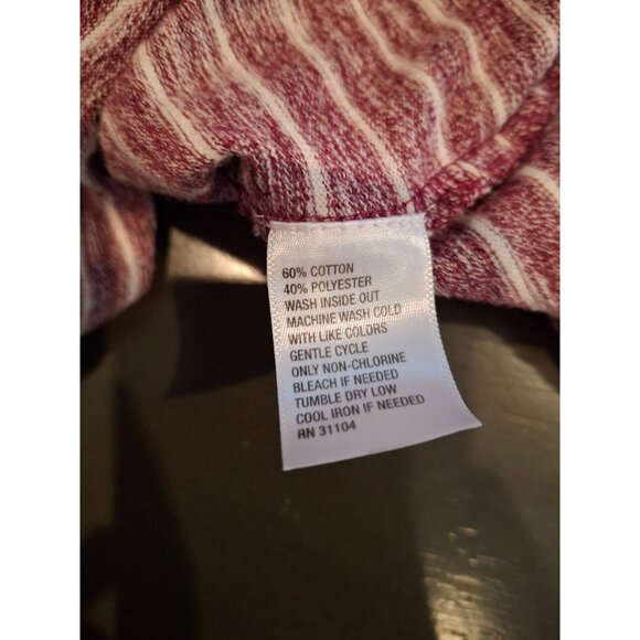 New Directions 3/4 Button Front Cap Sleeves Top Womens Size Large Red Striped - Picture 6 of 8